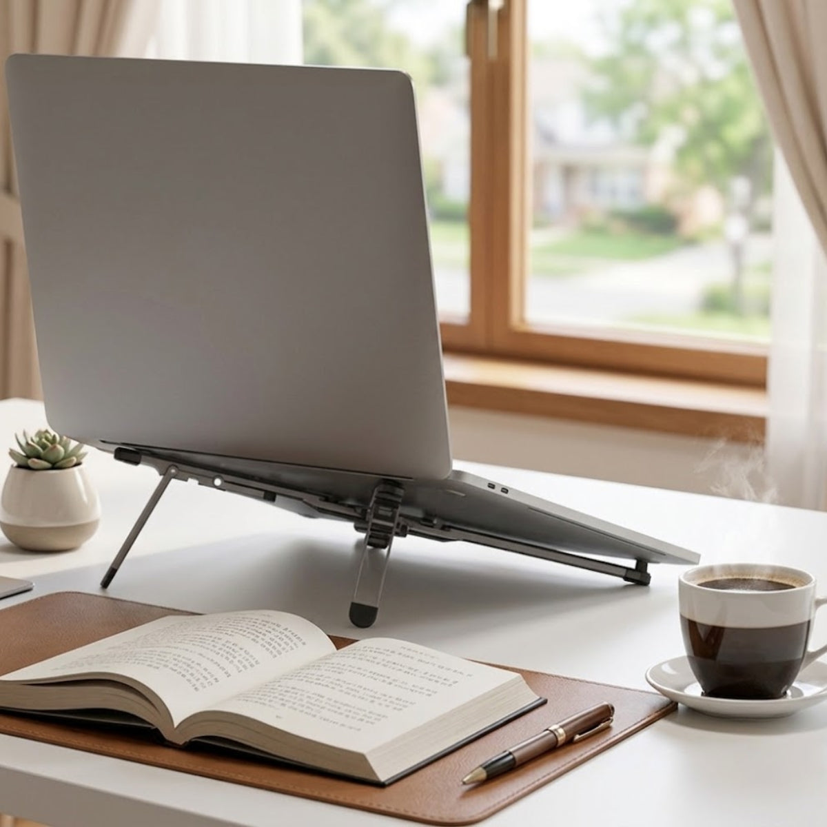 Portable Laptop & Phone Stand – Foldable Adjustable Computer Stand for Mobile Office
